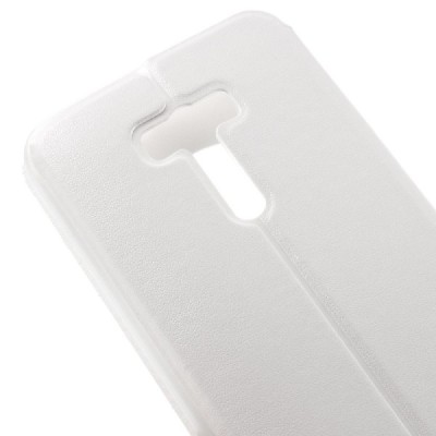 Asus Zenfone Selfie (ZD551KL) baltas odinis atverčiamas „Smart Window“ dėklas su langeliu / Priedai.lt