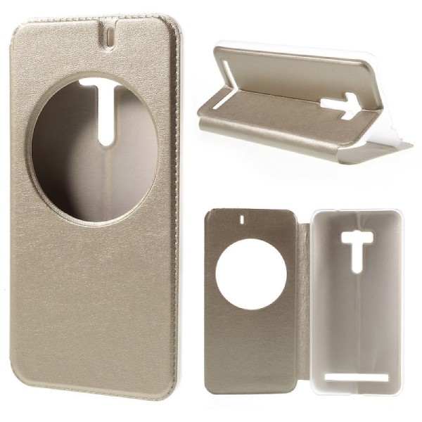 „Smart Window“ atvēramais ādas maciņš - zelta (Zenfone Selfie)