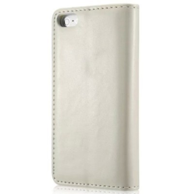 Apple iPhone SE (5, 5s) „CaseMe“ solidus atverčiamas baltas odinis dėklas - knygutė / Priedai.lt