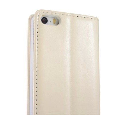 Apple iPhone SE (5, 5s) „CaseMe“ solidus atverčiamas baltas odinis dėklas - knygutė / Priedai.lt