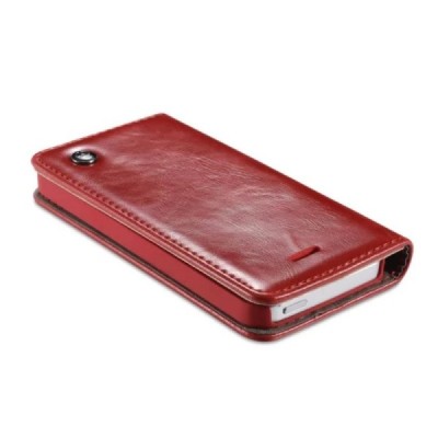 Apple iPhone SE (5, 5s) „CaseMe“ solidus atverčiamas raudonas odinis dėklas - knygutė / Priedai.lt