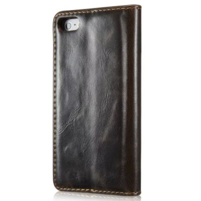 Apple iPhone SE (5, 5s) „CaseMe“ solidus atverčiamas rudas odinis dėklas - knygutė / Priedai.lt