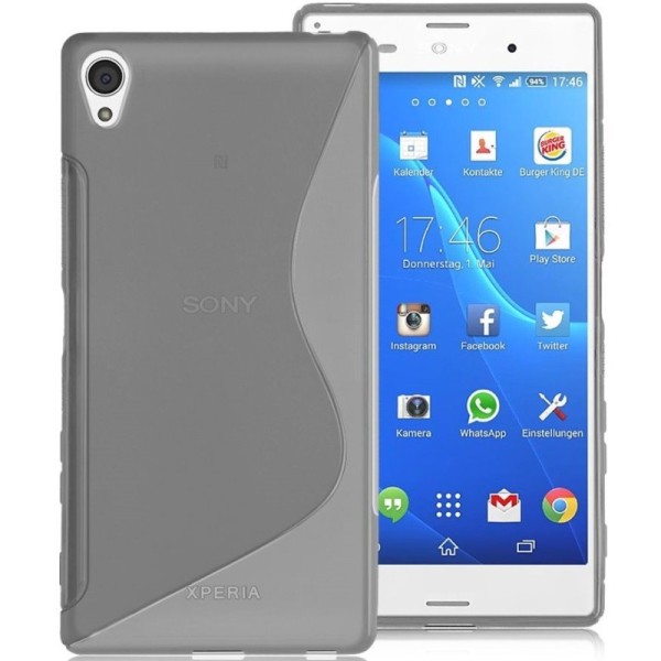 Kieto silikono (TPU) dėklas - skaidrus, pilkas (Xperia Z5 Premium)