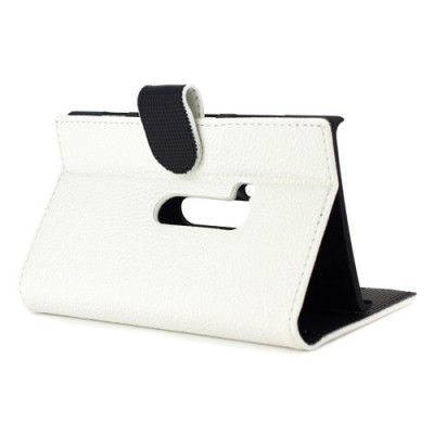 Atverčiamas odinis baltas Nokia Lumia 920 - dėklas (piniginė) / Priedai.lt