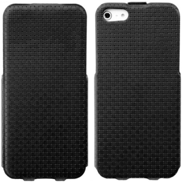 „Banpa“ Woven vertikaliai atverčiamas dėklas - juodas (iPhone 5 / 5S / SE 2016)