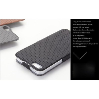 Apple iPhone SE (5, 5s) „Banpa“ Woven vertikaliai (žemyn, į apačią) atverčiamas juodas dėklas / Priedai.lt