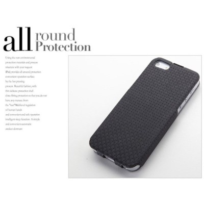 Apple iPhone SE (5, 5s) „Banpa“ Woven vertikaliai (žemyn, į apačią) atverčiamas juodas dėklas / Priedai.lt