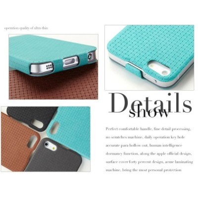 Apple iPhone SE (5, 5s) „Banpa“ Woven vertikaliai (žemyn, į apačią) atverčiamas mėtinis dėklas / Priedai.lt