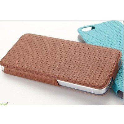 Apple iPhone SE (5, 5s) „Banpa“ Woven vertikaliai (žemyn, į apačią) atverčiamas rudas dėklas / Priedai.lt