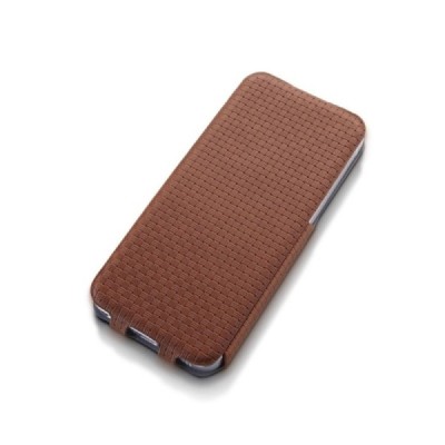 Apple iPhone SE (5, 5s) „Banpa“ Woven vertikaliai (žemyn, į apačią) atverčiamas rudas dėklas / Priedai.lt