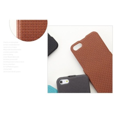 Apple iPhone SE (5, 5s) „Banpa“ Woven vertikaliai (žemyn, į apačią) atverčiamas rudas dėklas / Priedai.lt