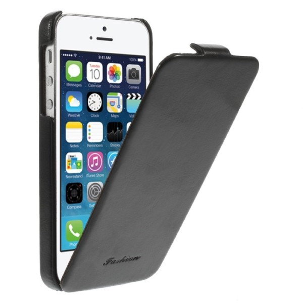 Vertikaliai atverčiamas klasikinis dėklas - juodas (iPhone 5 / 5S / SE 2016)