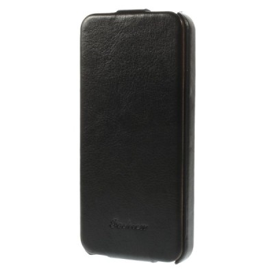 Apple iPhone SE (5, 5s) vertikaliai (žemyn, į apačią) atverčiamas klasikinis juodas dėklas / Priedai.lt