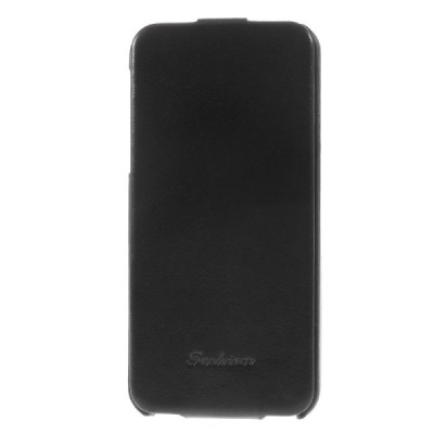 Apple iPhone SE (5, 5s) vertikaliai (žemyn, į apačią) atverčiamas klasikinis juodas dėklas / Priedai.lt