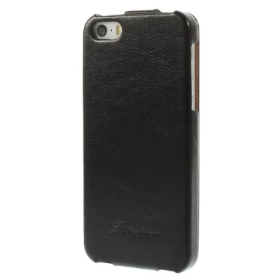 Apple iPhone SE (5, 5s) vertikaliai (žemyn, į apačią) atverčiamas klasikinis juodas dėklas / Priedai.lt
