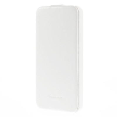 Apple iPhone SE (5, 5s) vertikaliai (žemyn, į apačią) atverčiamas klasikinis baltas dėklas / Priedai.lt