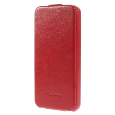 Apple iPhone SE (5, 5s) vertikaliai (žemyn, į apačią) atverčiamas klasikinis raudonas dėklas / Priedai.lt