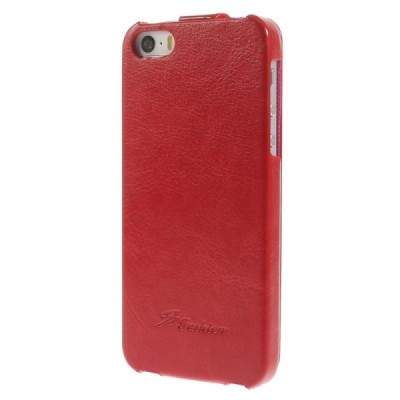 Apple iPhone SE (5, 5s) vertikaliai (žemyn, į apačią) atverčiamas klasikinis raudonas dėklas / Priedai.lt