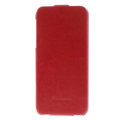 Apple iPhone SE (5, 5s) vertikaliai (žemyn, į apačią) atverčiamas klasikinis raudonas dėklas / Priedai.lt