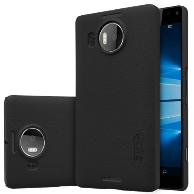 Microsoft Lumia 950 XL Nillkin Frosted Shield melns plastmasas apvalks + ekrāna aizsargplēve / Vacins.lv