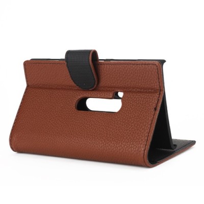 Atverčiamas odinis rudas Nokia Lumia 920 - dėklas (piniginė) / Priedai.lt