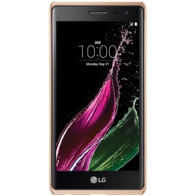 LG Zero (H650E) Nillkin Frosted Shield auksinis plastikinis dėklas + apsauginė ekrano plėvelė / Priedai.lt