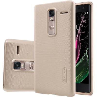 LG Zero (H650E) Nillkin Frosted Shield auksinis plastikinis dėklas + apsauginė ekrano plėvelė / Priedai.lt