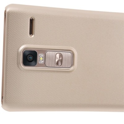 LG Zero (H650E) Nillkin Frosted Shield auksinis plastikinis dėklas + apsauginė ekrano plėvelė / Priedai.lt