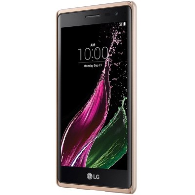 LG Zero (H650E) Nillkin Frosted Shield auksinis plastikinis dėklas + apsauginė ekrano plėvelė / Priedai.lt