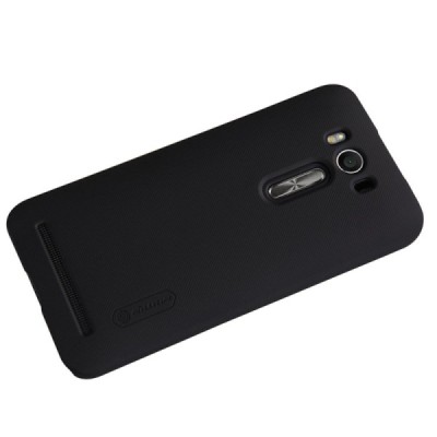 Asus Zenfone 2 Laser 5.0 (ZE500KL, ZE500KG) Nillkin Frosted Shield melns plastmasas apvalks + ekrāna aizsargplēve / Vacins.lv