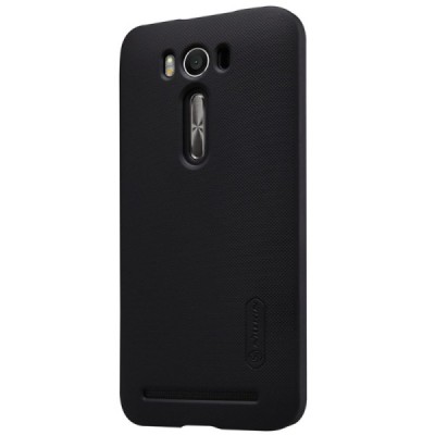 Asus Zenfone 2 Laser 5.0 (ZE500KL, ZE500KG) Nillkin Frosted Shield melns plastmasas apvalks + ekrāna aizsargplēve / Vacins.lv