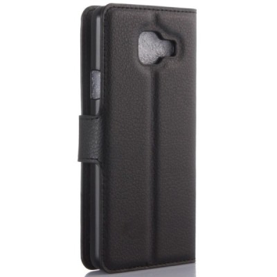 Samsung Galaxy A3 (2016) A310 atvēramais melns ādas Litchi maciņš - maks / Vacins.lv