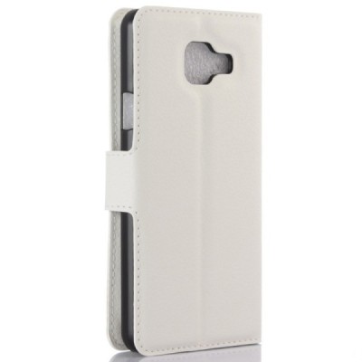 Samsung Galaxy A3 (2016) A310 atvēramais balts ādas Litchi maciņš - maks / Vacins.lv