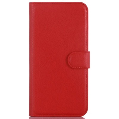 Samsung Galaxy A3 (2016) A310 atvēramais sarkans ādas Litchi maciņš - maks / Vacins.lv