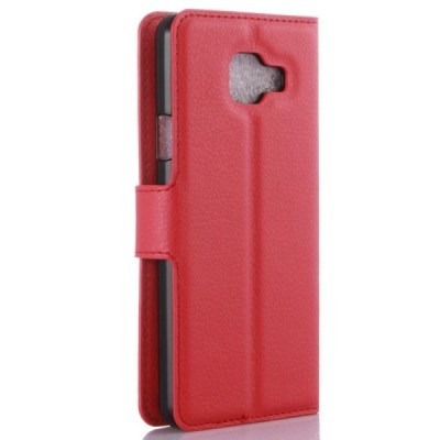 Samsung Galaxy A3 (2016) A310 atvēramais sarkans ādas Litchi maciņš - maks / Vacins.lv