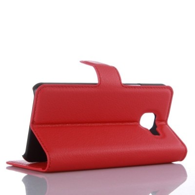 Samsung Galaxy A3 (2016) A310 atvēramais sarkans ādas Litchi maciņš - maks / Vacins.lv