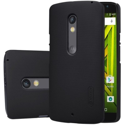 Motorola Moto X Play Nillkin Frosted Shield melns plastmasas apvalks + ekrāna aizsargplēve / Vacins.lv