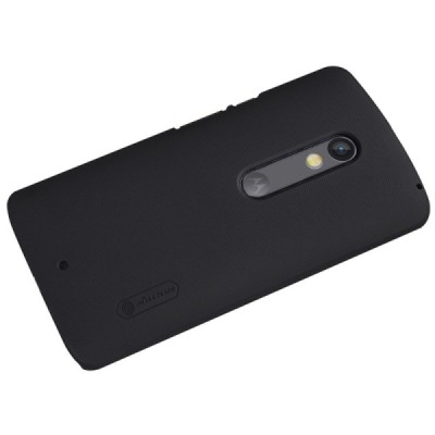 Motorola Moto X Play Nillkin Frosted Shield melns plastmasas apvalks + ekrāna aizsargplēve / Vacins.lv