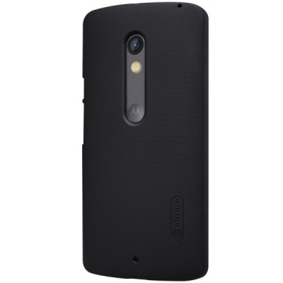 Motorola Moto X Play Nillkin Frosted Shield melns plastmasas apvalks + ekrāna aizsargplēve / Vacins.lv
