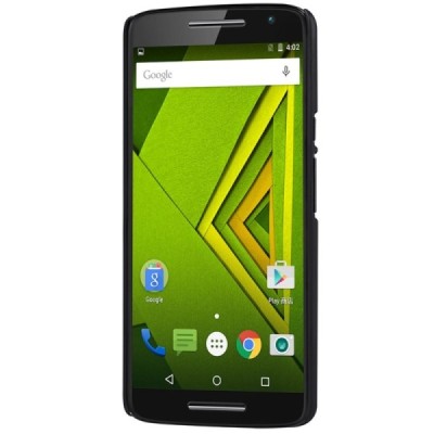 Motorola Moto X Play Nillkin Frosted Shield melns plastmasas apvalks + ekrāna aizsargplēve / Vacins.lv
