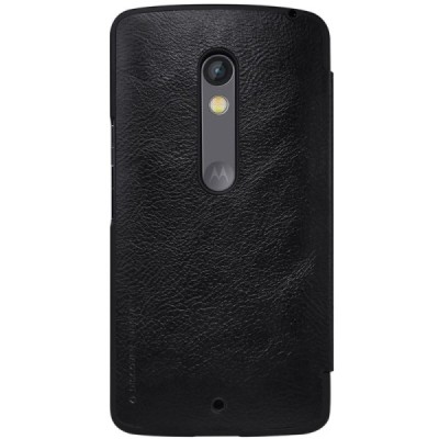 Greznais „Nillkin“ Qin sērijas ādas atvērams melns Motorola Moto X Play maciņš (maks) / Vacins.lv