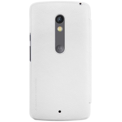 Greznais „Nillkin“ Qin sērijas ādas atvērams balts Motorola Moto X Play maciņš (maks) / Vacins.lv