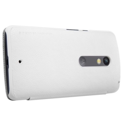 Greznais „Nillkin“ Qin sērijas ādas atvērams balts Motorola Moto X Play maciņš (maks) / Vacins.lv