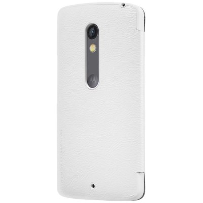 Greznais „Nillkin“ Qin sērijas ādas atvērams balts Motorola Moto X Play maciņš (maks) / Vacins.lv