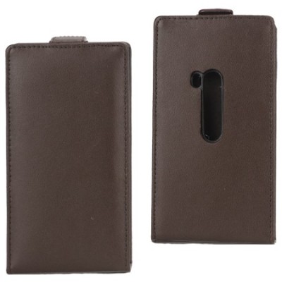 Atverčiamas rudas odinis Nokia Lumia 920 - dėklas (dėkliukas) / Priedai.lt
