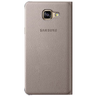 Samsung Galaxy A5 (2016) A510 oficiāls Flip Wallet Cover atvērams zelta ādas maciņš (maks) / Vacins.lv
