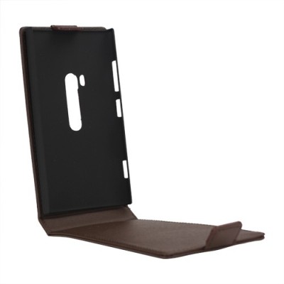 Atverčiamas rudas odinis Nokia Lumia 920 - dėklas (dėkliukas) / Priedai.lt