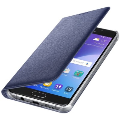 Samsung Galaxy A5 (2016) A510 oficiāls Flip Wallet Cover atvērams zils ādas maciņš (maks) / Vacins.lv