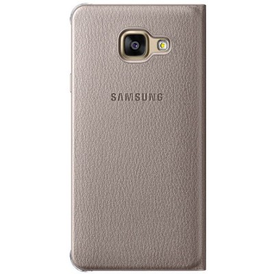 Samsung Galaxy A3 (2016) A310 oficiāls Flip Wallet Cover EF-WA310 atvērams zelta ādas maciņš (maks) / Vacins.lv