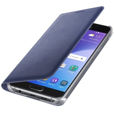 Samsung Galaxy A3 (2016) A310 originalus Flip Wallet Cover EF-WA310 atverčiamas mėlynas odinis dėklas - piniginė / Priedai.lt